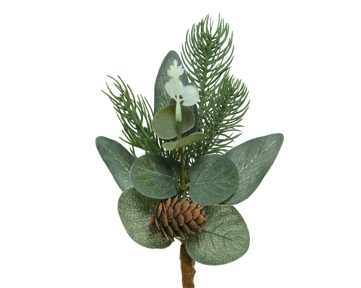 Pick Foglie Vischio Con Pigna decorativo per addobbi natalizi 24x10x7 cm - DeMatteis.it