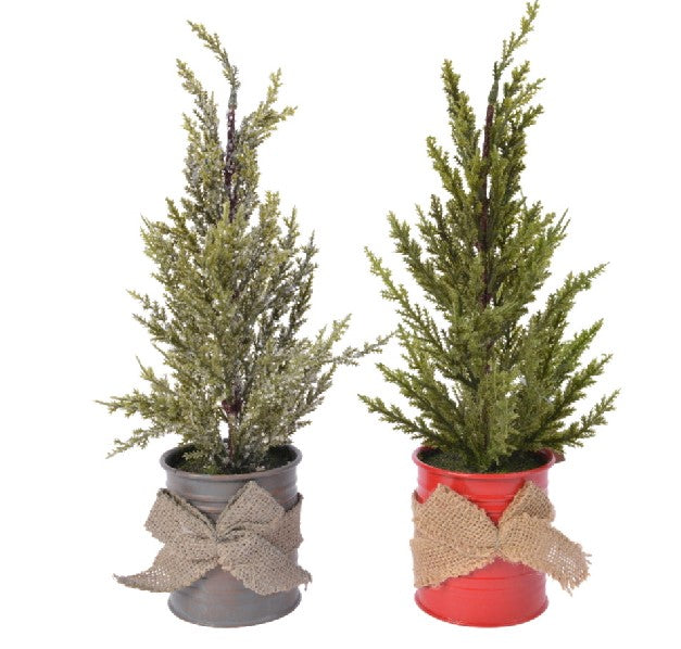 Albero decorativo artificiale in vasetto di metallo da 32 cm per arredamento natalizio - DeMatteis.it