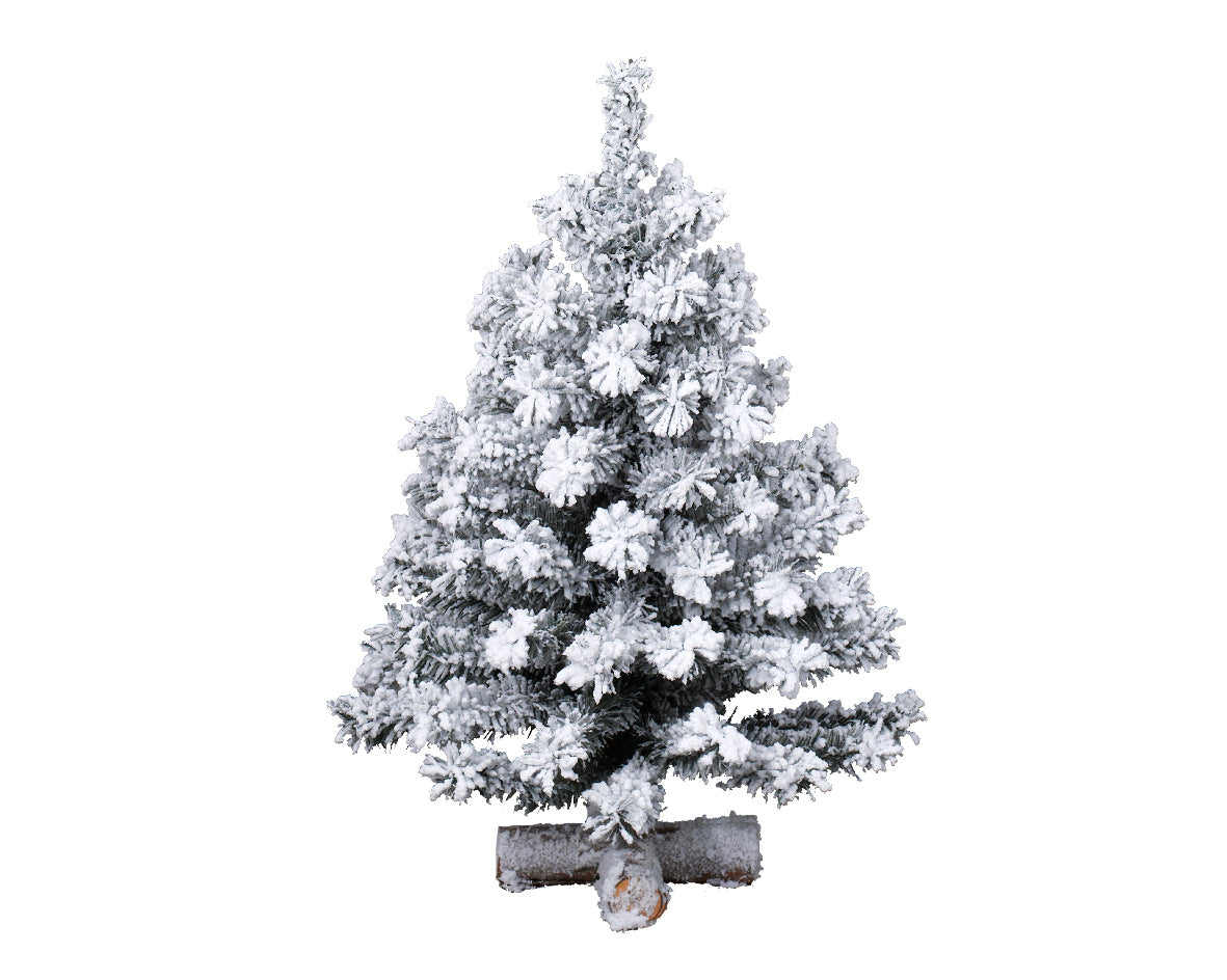 Albero Toronto Innevato H 35 cm decorazione natalizia con base a croce in legno - DeMatteis.it