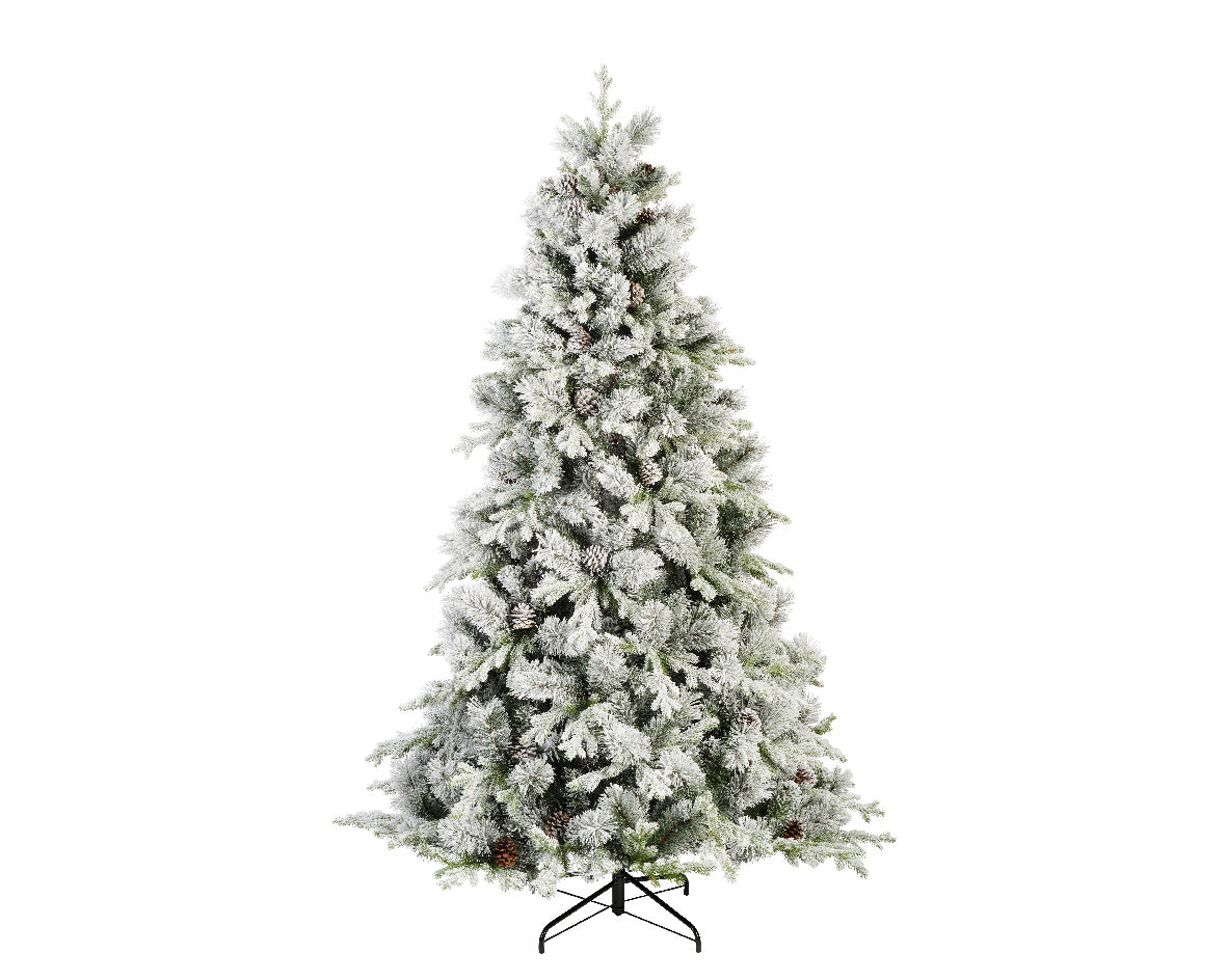 Albero Lausanne Innevato 240 cm per decorazioni natalizie Everlands con base di supporto - DeMatteis.it