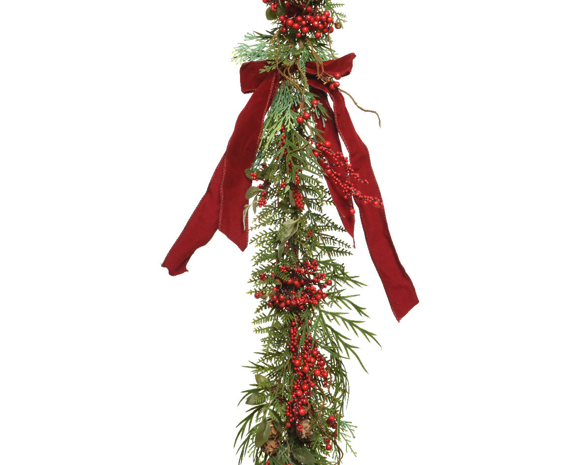 Festone decorativo natalizio con nastro in velluto da 180 cm per addobbi casa e negozi - DeMatteis.it