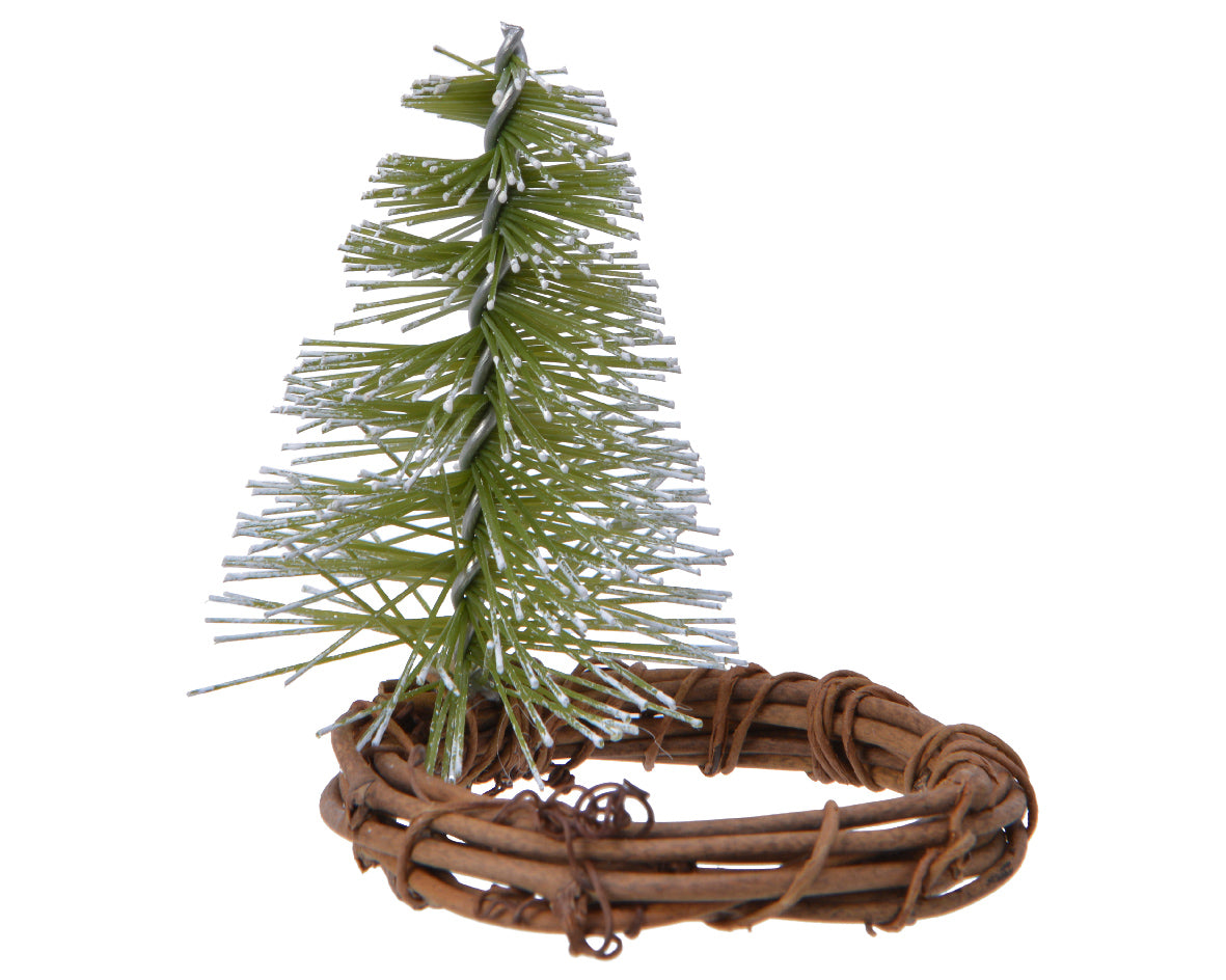 Portacandela Mini Albero 6x8 cm decorativo natalizio con base in vimini intrecciato per candele - DeMatteis.it