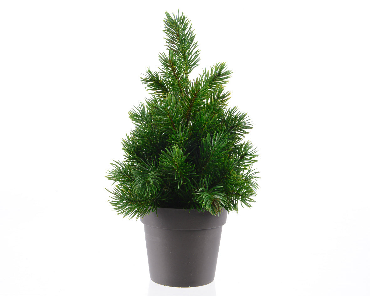 Albero Verde Con Vaso 25 cm decorativo artificiale per addobbi natalizi e arredamento - DeMatteis.it
