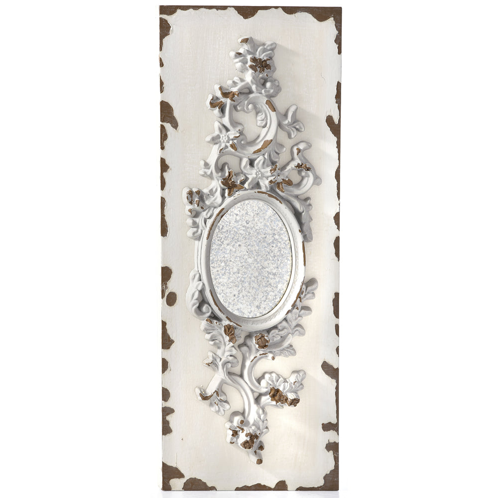 Specchio Con Cornice In Legno Bianco Anticato