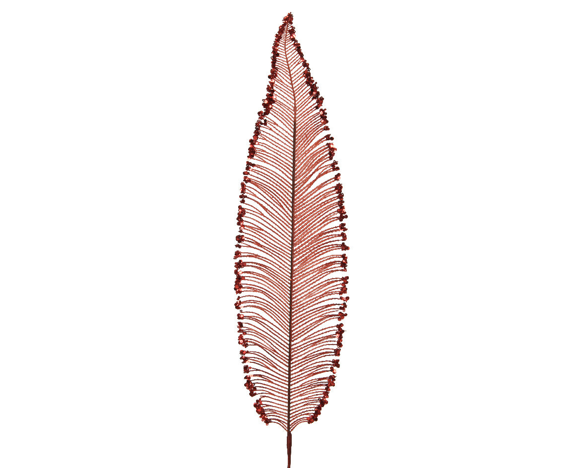 Foglia Felce Rossa Con Decoro decorazione artificiale 79 cm per allestimenti e composizioni floreali - DeMatteis.it