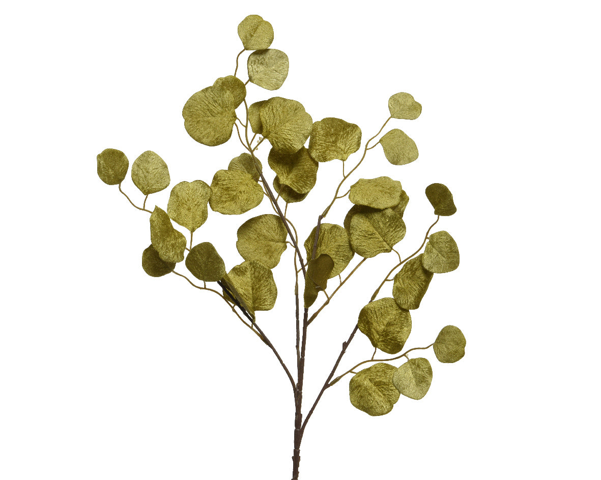Ramo foglie in velluto moss green 86 cm per decorazione artificiale - DeMatteis.it