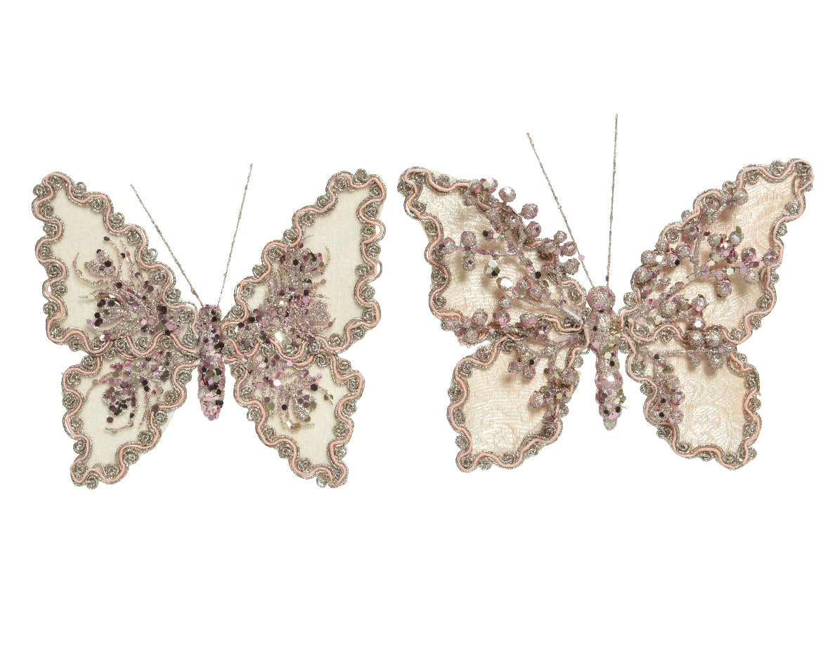 Farfalla decorativa con clip per applicazione 14 x 13 cm decorazione artigianale - DeMatteis.it