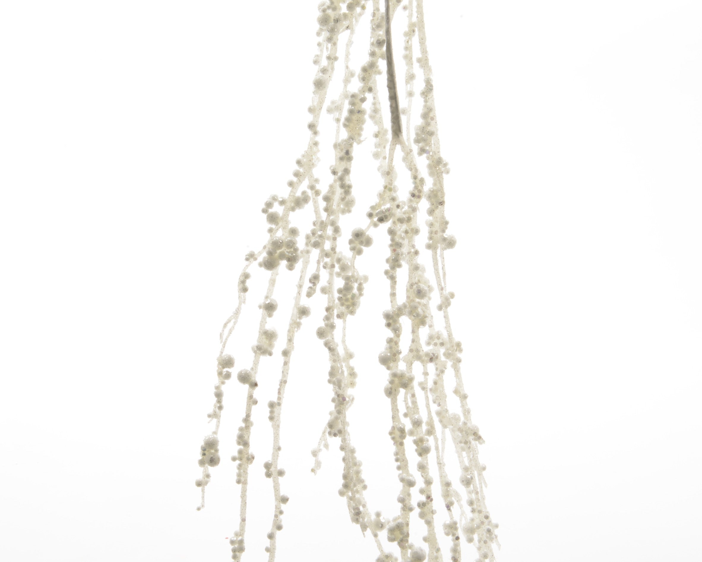 Ramo Pendente Bianco Glitter 130 cm per decorazione natalizia con effetto brillantinato - DeMatteis.it