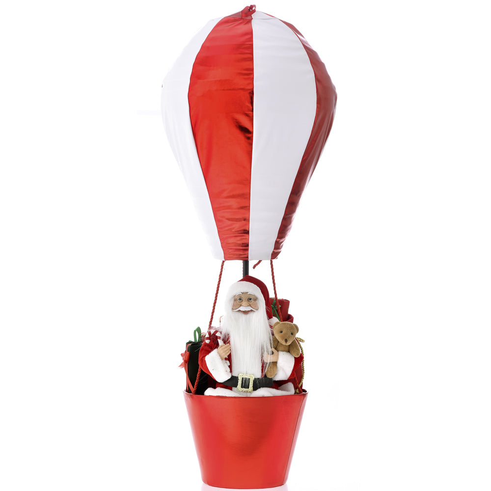 Mongolfiera natalizia decorativa con Babbo Natale nel cestello, addobbo per feste di Natale - DeMatteis.it