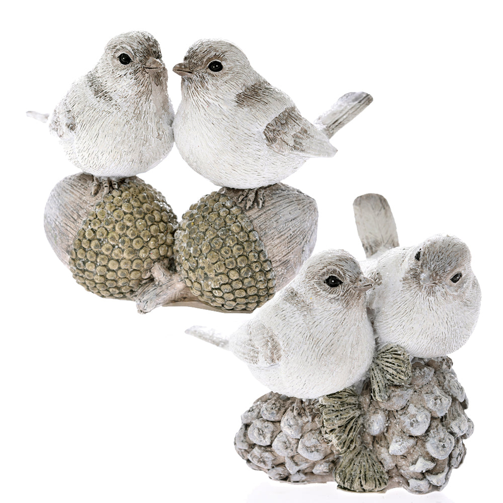 Coppia di uccellini decorativi in poliresina per ornamento casa e giardino - DeMatteis.it