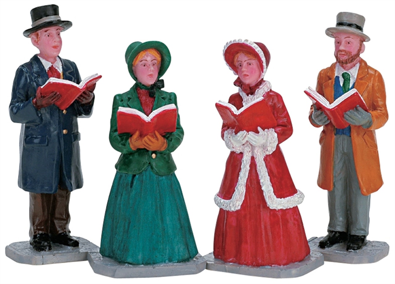 Christmas Harmony Set Of4 Lemax figurine decorative natalizie cantori con libri set da quattro pezzi per villaggio natalizio - DeMatteis.it