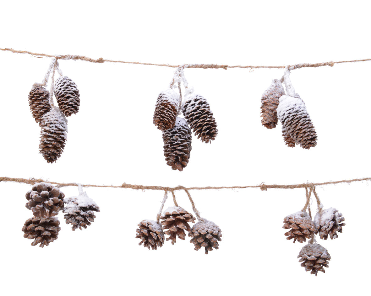 Ghirlanda Pigne Natural 15X105 cm decorazione natalizia con pigne su corda di iuta lunghezza 105 cm - DeMatteis.it
