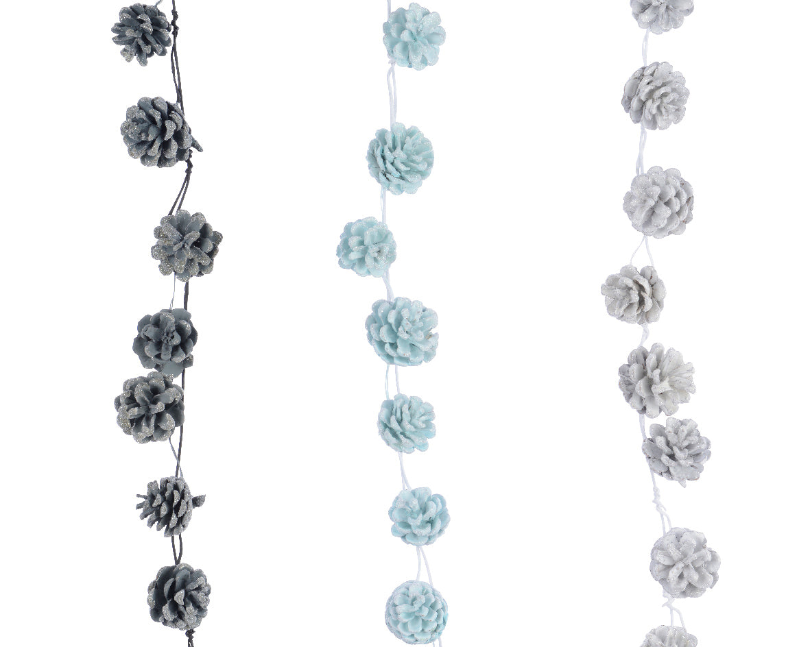 Ghirlanda Pigne Con Glitter 140 x 4 cm decorazione natalizia con pigne artificiali e finitura glitterata - DeMatteis.it