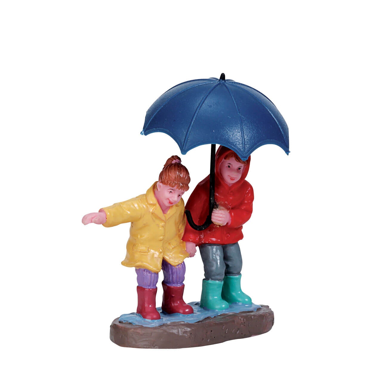 Staying Dry Lemax figurina decorativa per villaggio natalizio con personaggi sotto ombrello - DeMatteis.it