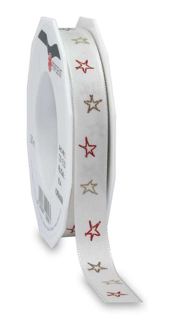 Nastro Kopenhagen Cream 15 mm x 20 ml decorativo con stelle per confezioni regalo e decorazioni - DeMatteis.it
