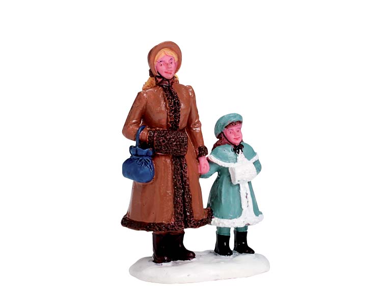 A Day In Town Lemax figurina decorativa per villaggio natalizio con donna e bambina - DeMatteis.it