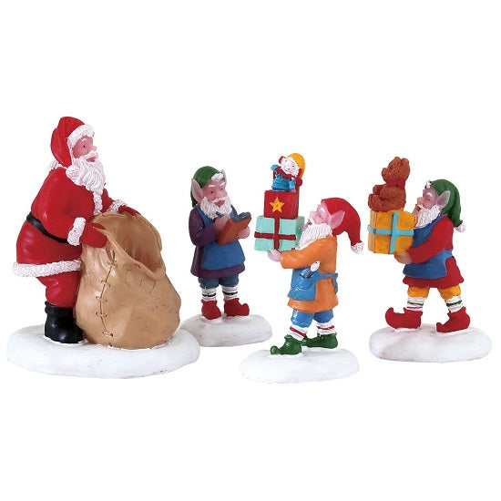 Present Procession Set Of4 Lemax set decorativo natalizio con Babbo Natale ed elfi per villaggio di Natale - DeMatteis.it