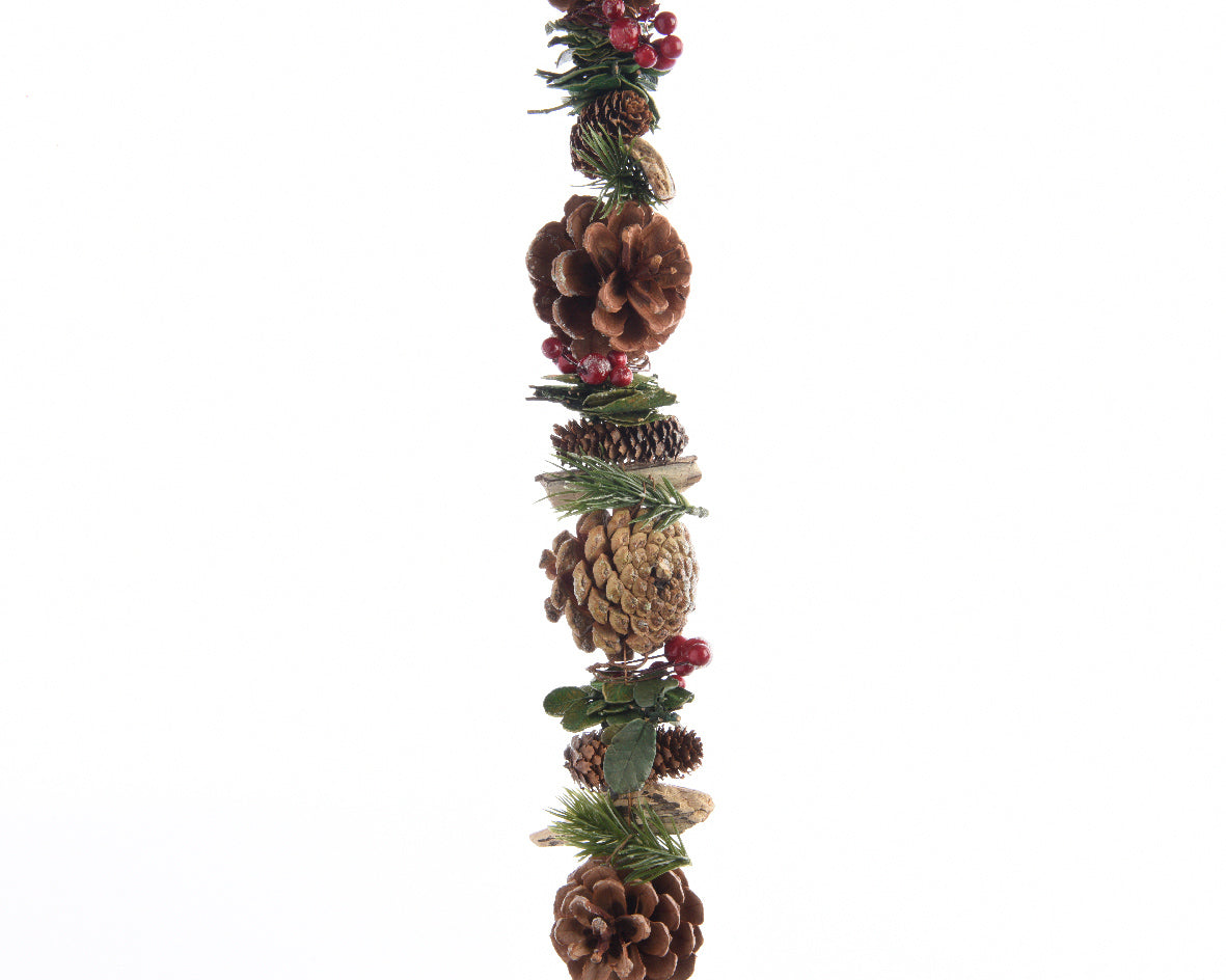 Ghirlanda decorativa con pigne e foglie naturali da 150 cm per addobbi natalizi - DeMatteis.it