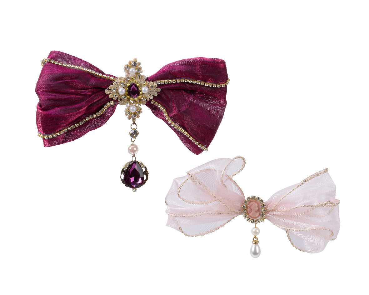 Fiocco Organza Decoro Pietre 15 x 14 cm accessorio decorativo con applicazioni e pendente - DeMatteis.it