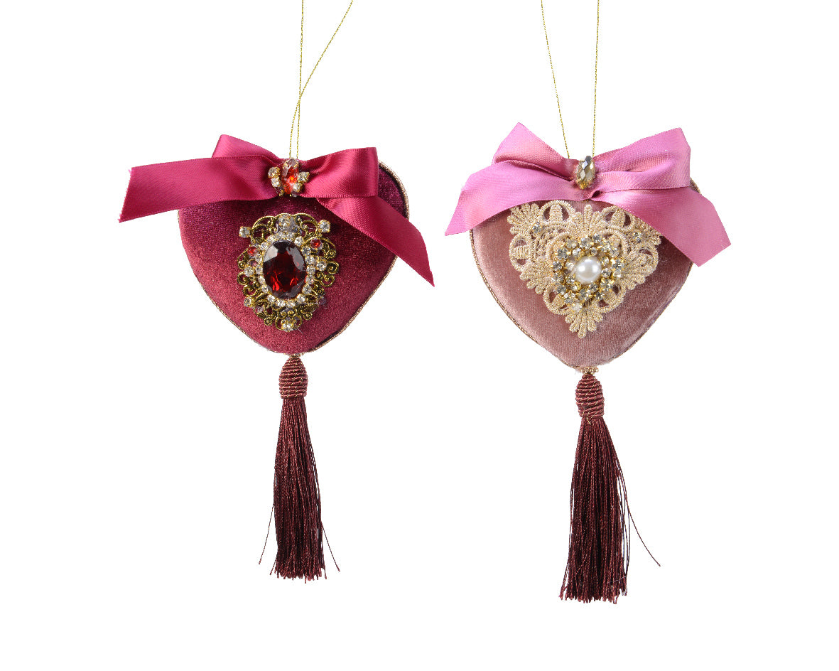 Cuore decorativo 10 x 19 cm con nappa ornamentale per decorazioni natalizie e festive - DeMatteis.it