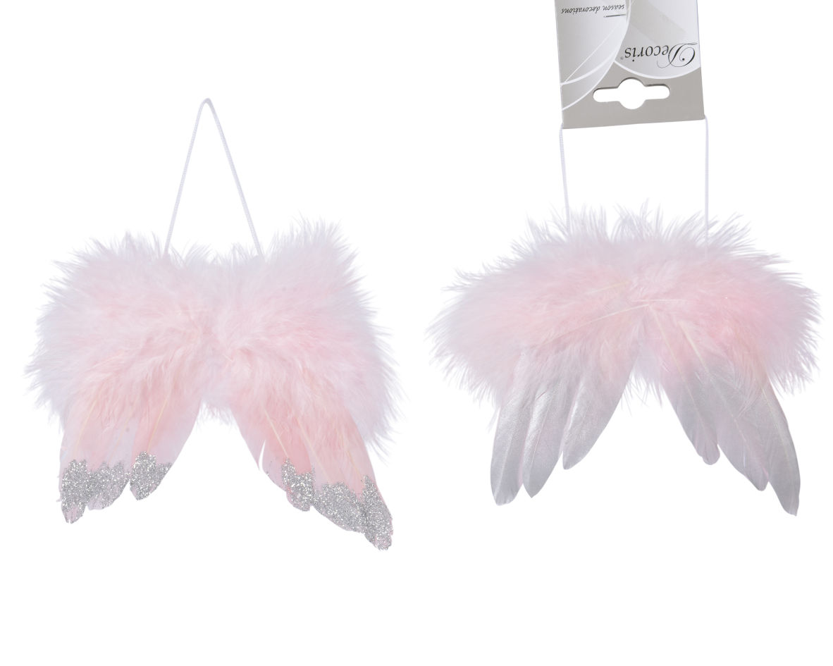 Ali Con Piume Blush Pink decorative per costumi e addobbi 14 x 16 cm con dettagli glitter - DeMatteis.it