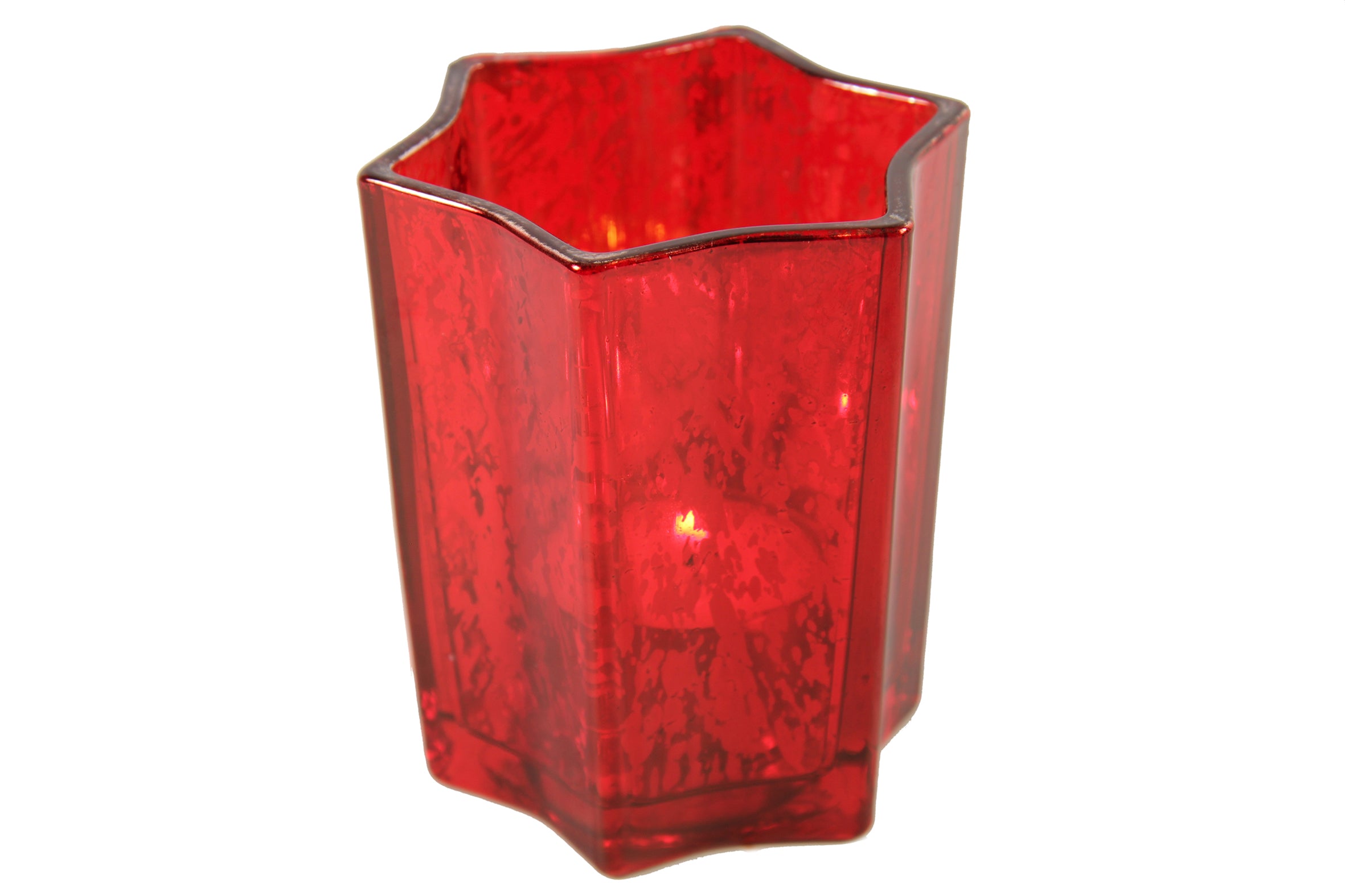 Portacandela Stella Rossa 8x9 cm per candele decorative in vetro - DeMatteis.it