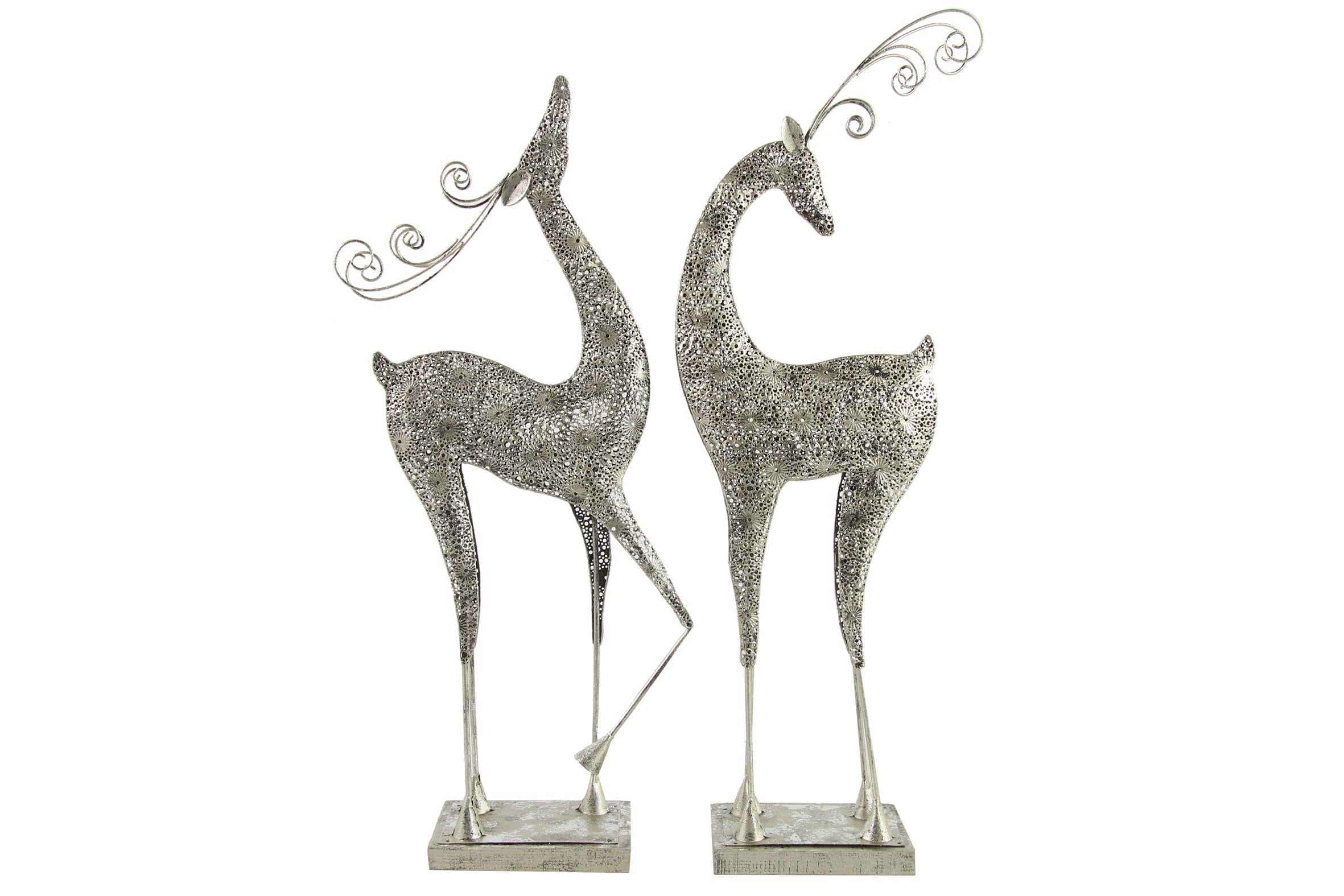 Renna Grace Silver decorativa dimensioni 48x21x8 cm ornamento natalizio con base - DeMatteis.it