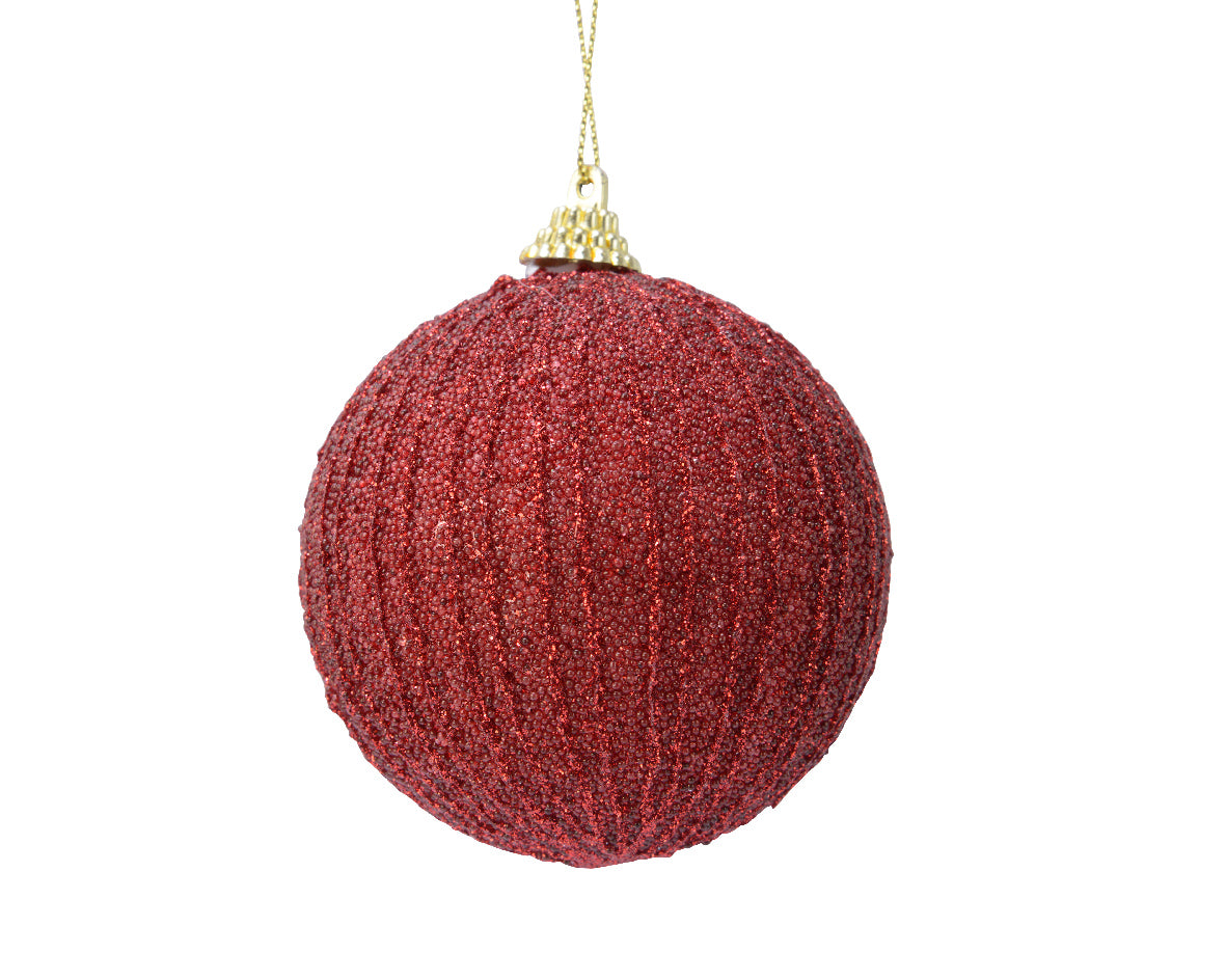 Pallina di Natale Christmas Red diametro 8 cm con glitter per decorazioni natalizie - DeMatteis.it