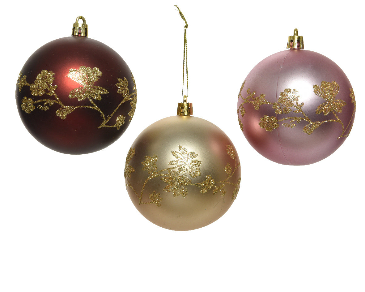 Pallina di Natale diametro 8 cm decorazione fiore oro per addobbi natalizi - DeMatteis.it