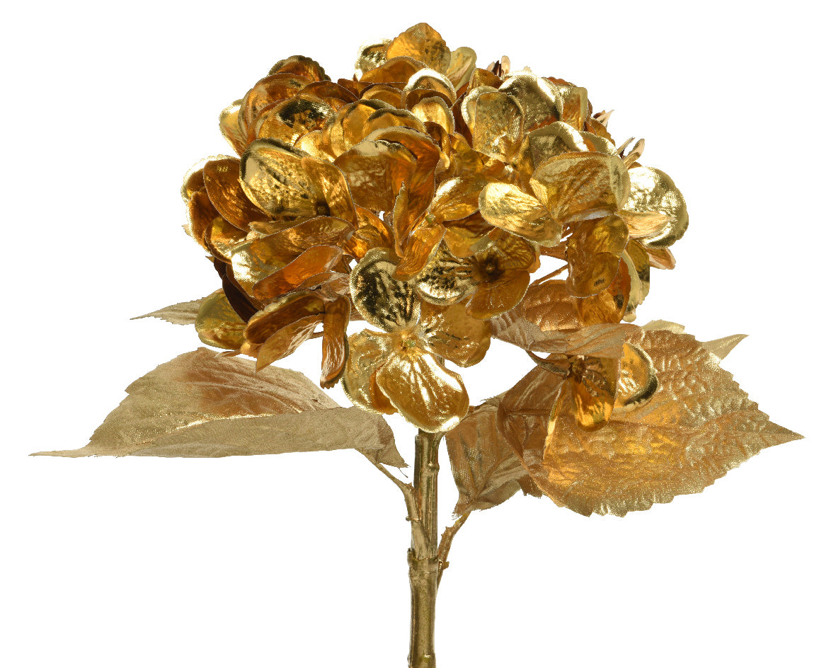 Ramo Ortensia Oro decorativo artificiale 25x49 cm per addobbi e decorazioni - DeMatteis.it