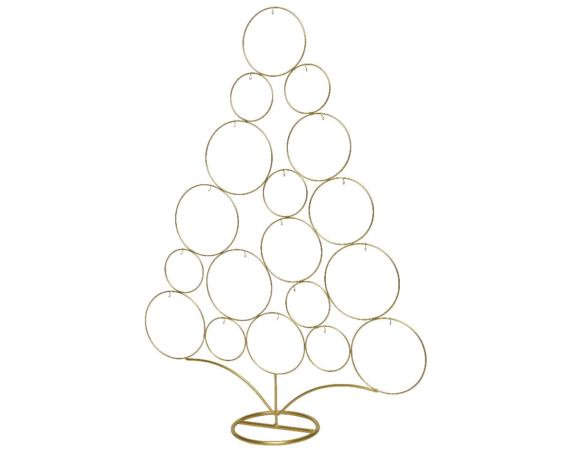 Supporto Ferro Albero Oro decorativo in metallo dorato con cerchi 63 x 85 cm per addobbi natalizi - DeMatteis.it