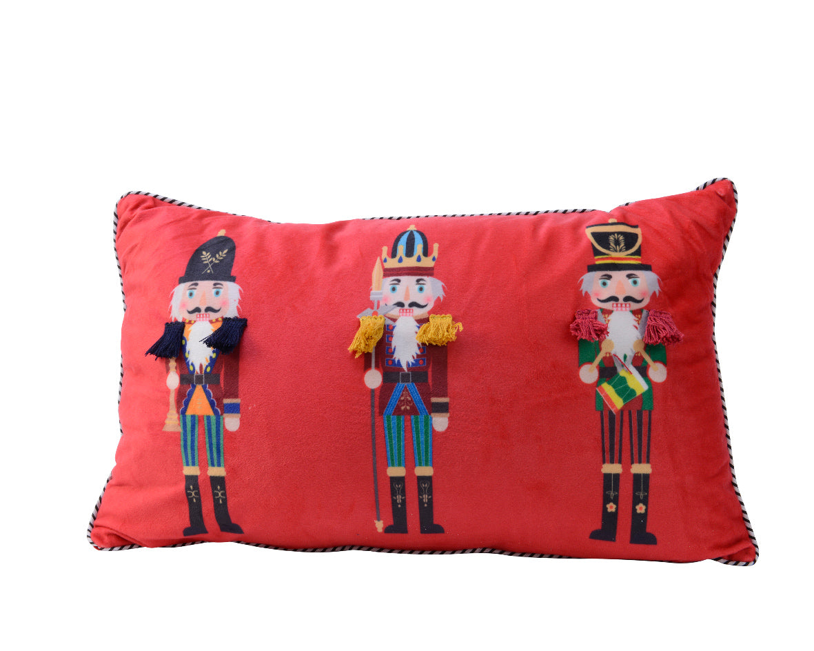 Cuscino Velluto Rosso 30X50X5 Cm Schiaccianoci