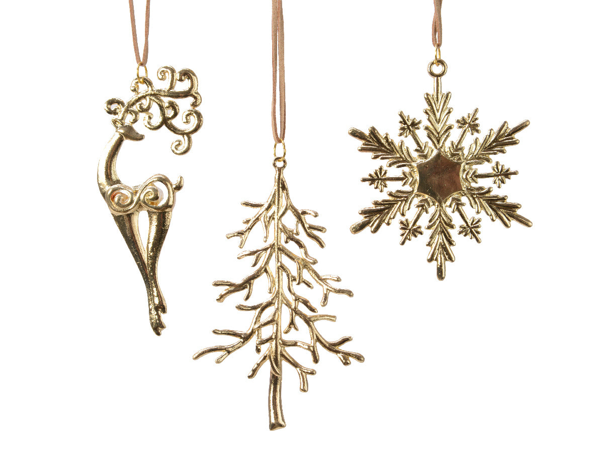 Pendente oro figura natalizia decorazione ornamento natalizio 9 cm per addobbi festivi - DeMatteis.it