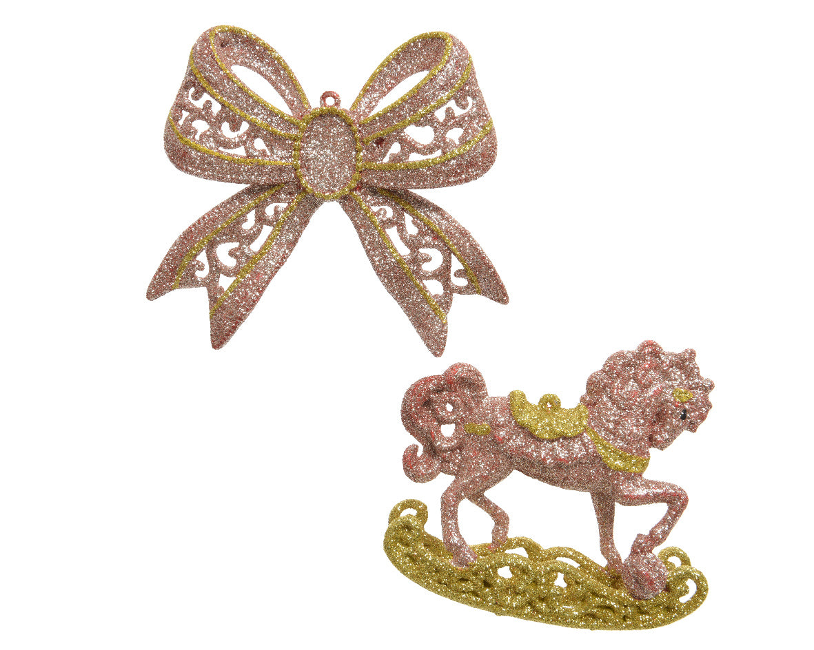 Pendente Rosa Oro decorativo natalizio 12 x 2 x 10 cm per addobbi e decorazioni festive - DeMatteis.it