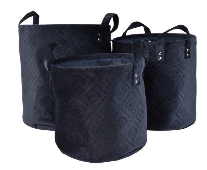 Set 3 Cesti Con Maniglie Velluto