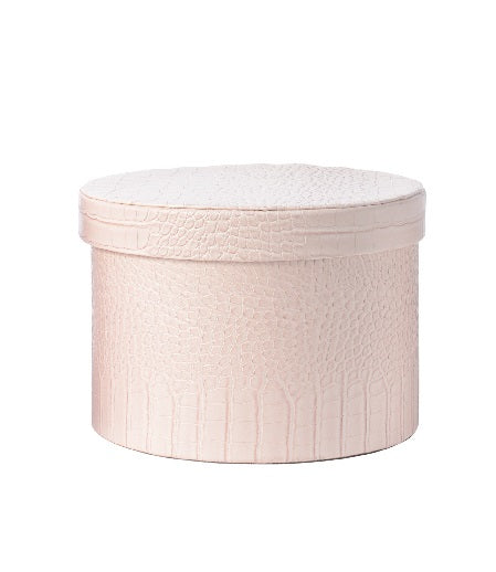 Contenitore Rotondo Rosa Decoro Oro D 23X15 Cm