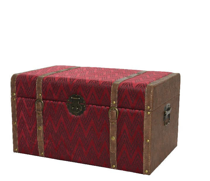 Baule rivestito in velluto rosso per contenimento oggetti dimensioni 56 x 35 x 30 cm con chiusura metallica - DeMatteis.it