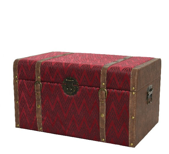 Baule rivestito in velluto per contenimento e arredamento dimensioni 48 x 28 x 25 cm con chiusure metalliche - DeMatteis.it