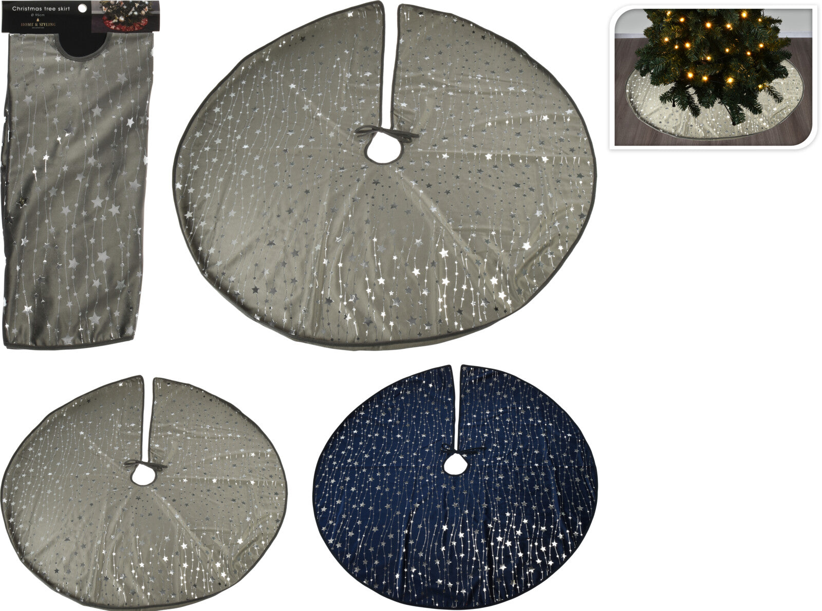 Copripiede Albero Di Natale D 95 Cm Decoro Stelle