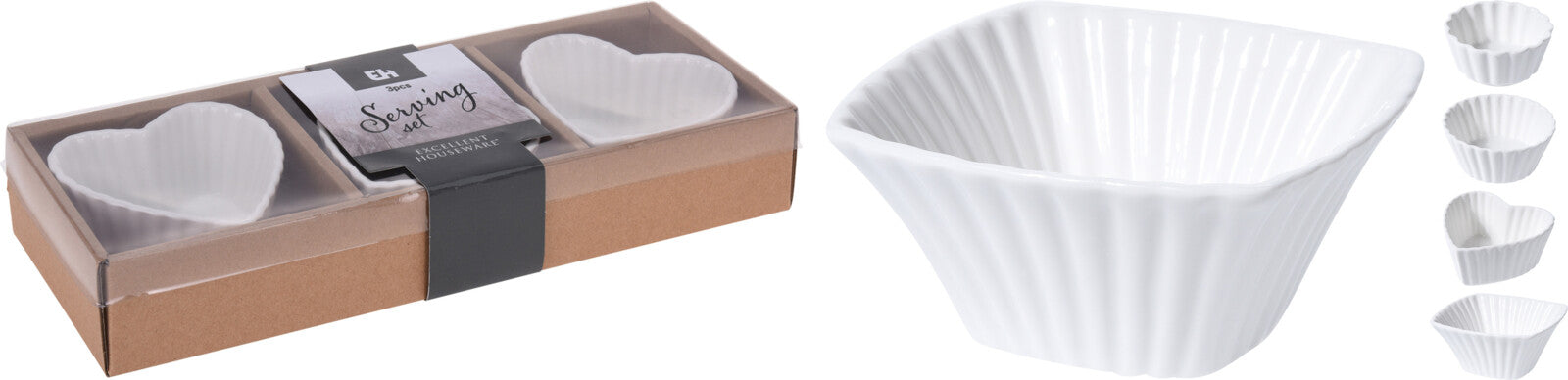 Set 3 Ciotole Porcellana 9X4 Cm