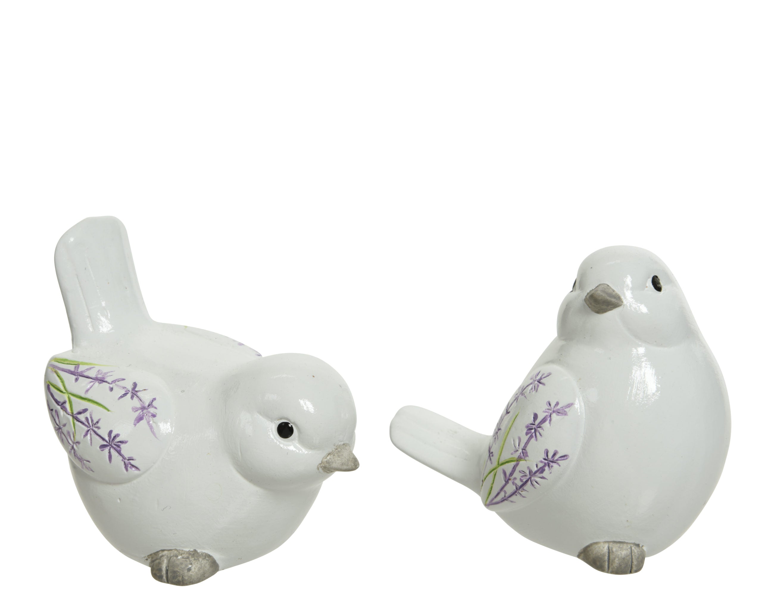 Uccello Terracotta Bianco Decoro Lavanda 10X9 Cm 1 Pezzo