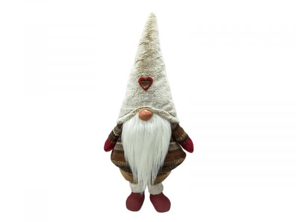 Gnomo decorativo natalizio alto 150 cm con cappello grigio e barba bianca per decorazione casa - DeMatteis.it