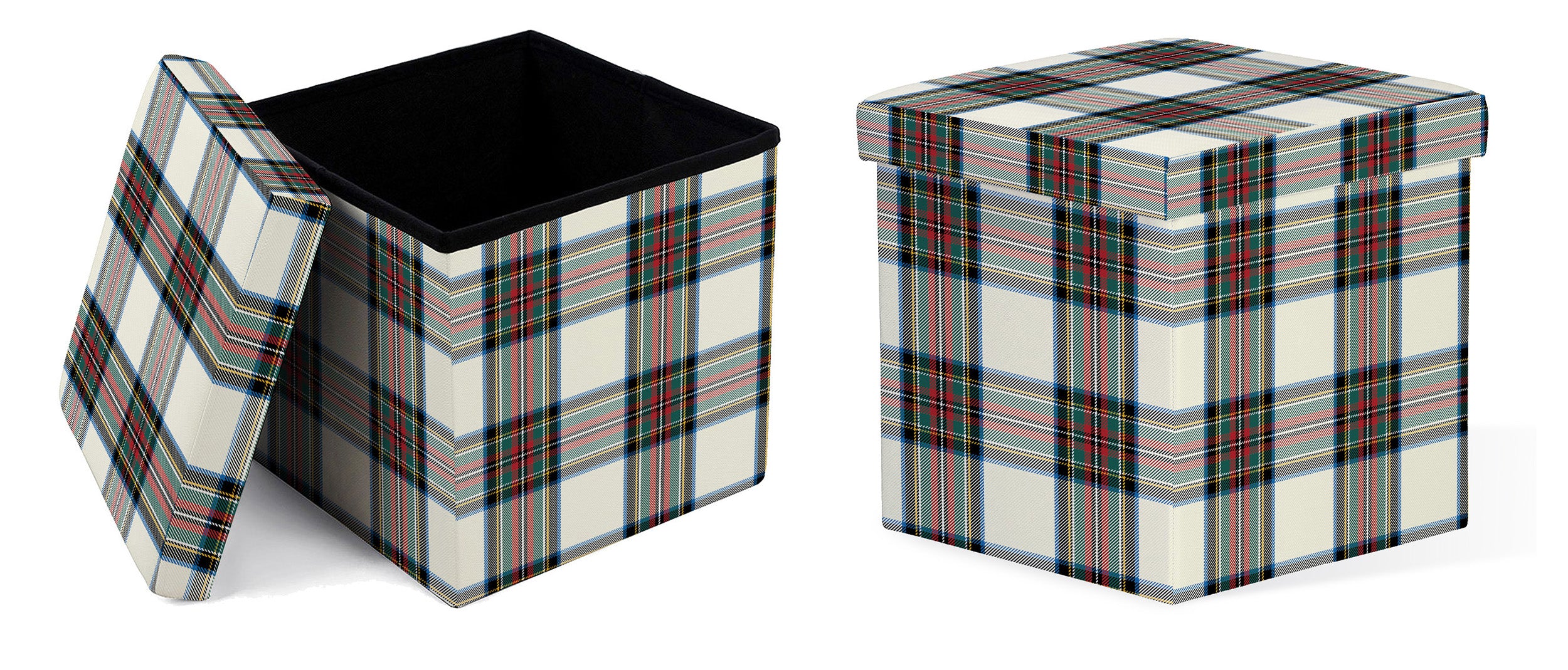 Cube Tartan 38X38X38 Cm Naturale