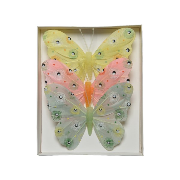 Set 3 Farfalle Con Clip Colorate