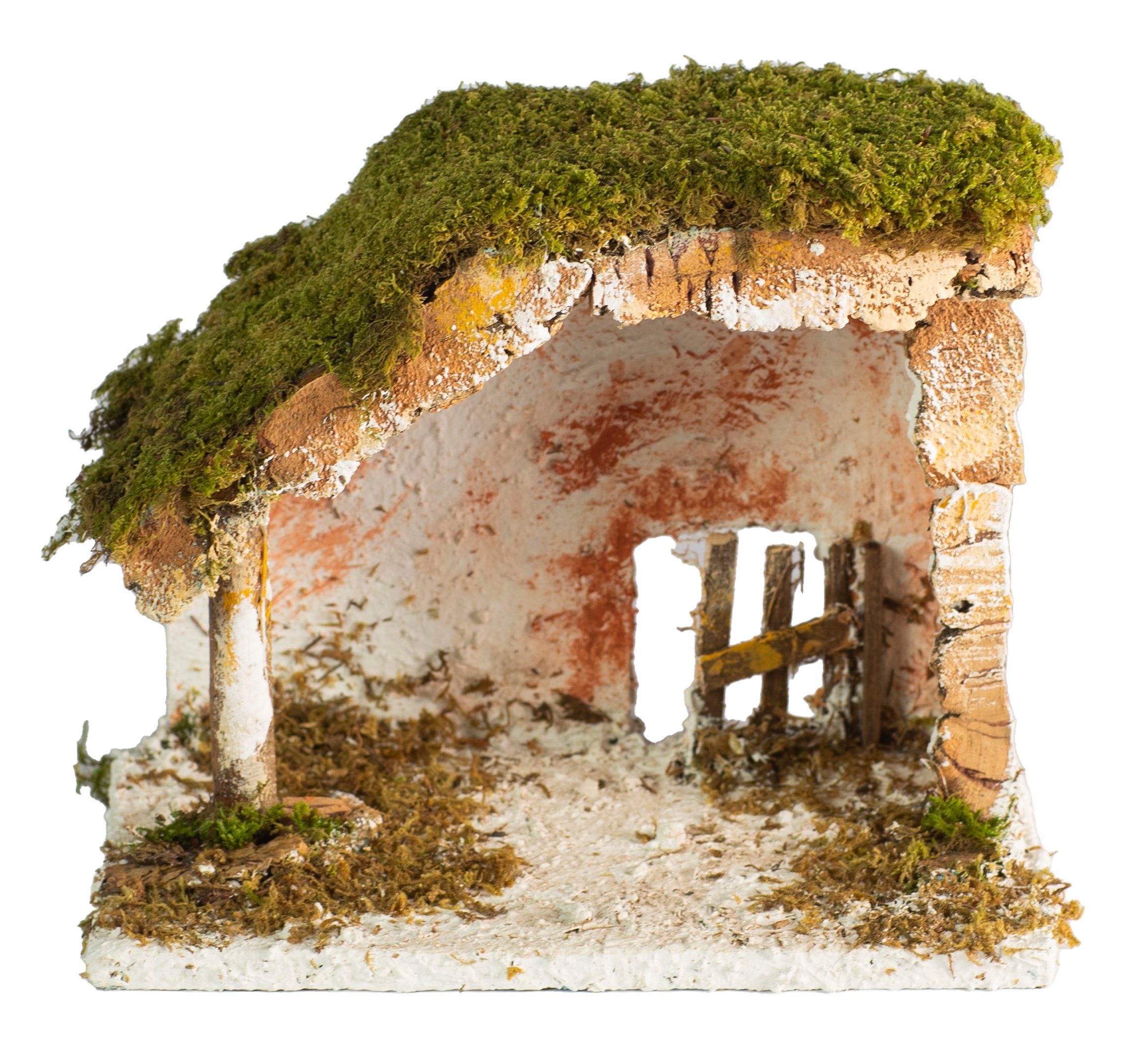 Capanna Per Presepe 22x13x18 cm Rossi Rosa per allestimento presepe natalizio con muschio e dettagli artigianali - DeMatteis.it