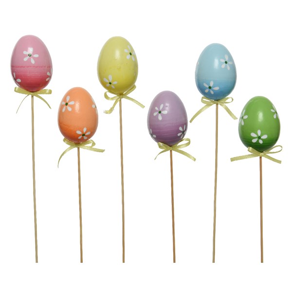 Uovo Colorato Su Stelo D 4X6 Cm