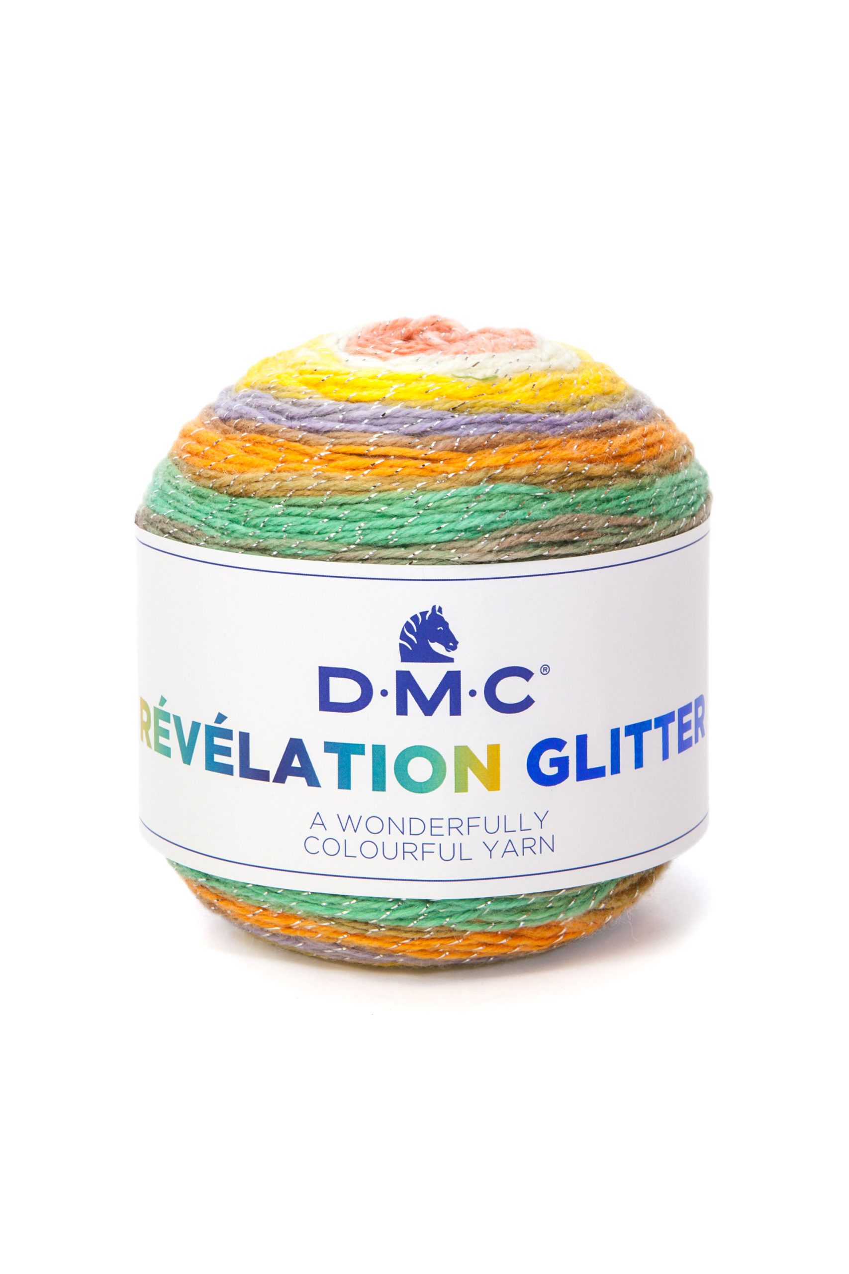 Lana Dmc Revelation Glitter Colore 502: Filato in lana con glitter scintillanti, disponibile in una variegata gamma cromatica per realizzare progetti creativi e lavorazioni artigianali. | Dematteis.it