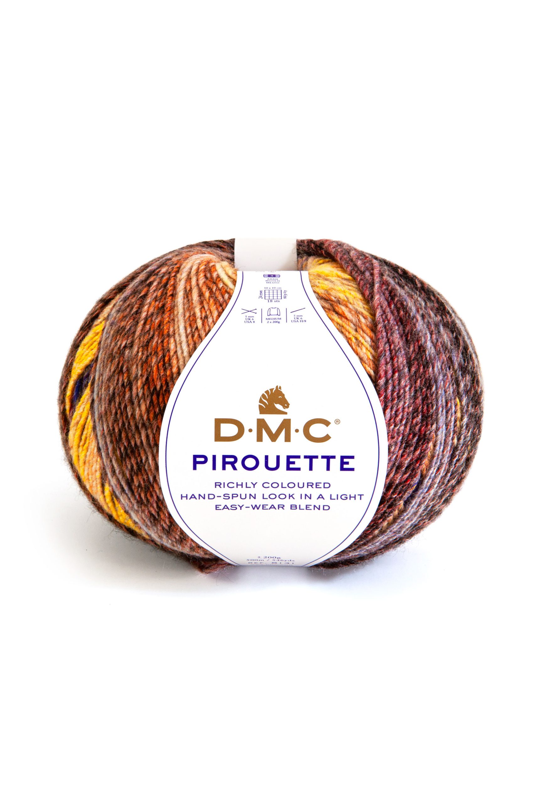 Lana Dmc Pirouette Colore 708: Matassa di filato morbido e setoso in una combinazione di colori vivaci e sfumati, ideale per realizzare lavorazioni a maglia o uncinetto. | Dematteis.it