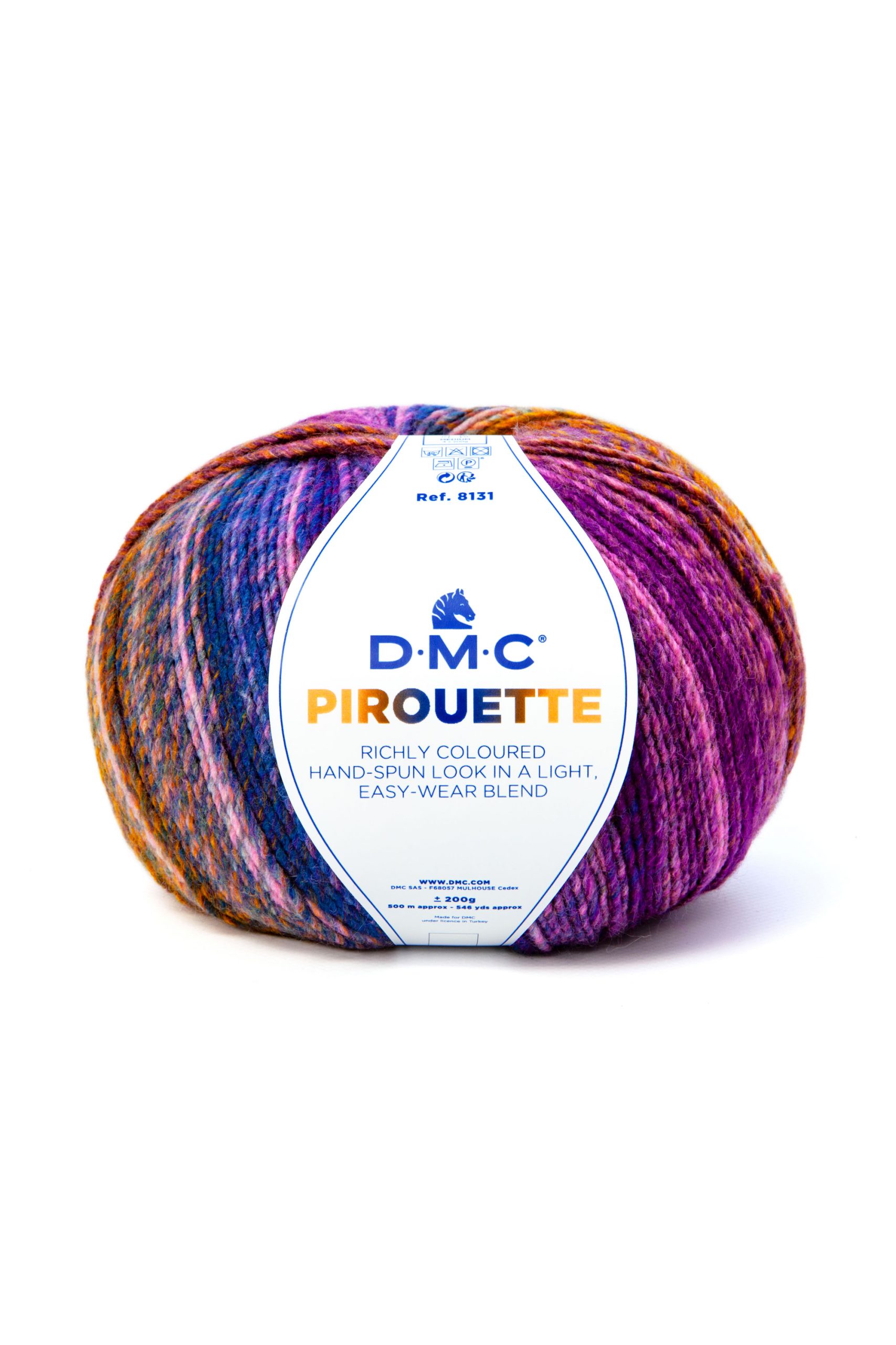 Lana Dmc Pirouette Colore 839: Matassa di filato in morbida lana con tonalità cangianti che si presta alla realizzazione di progetti creativi di maglieria e uncinetto. | Dematteis.it