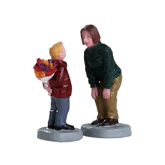 For Mom Set Of2 Lemax figurine decorative per villaggi natalizi con personaggi madre e figlio - DeMatteis.it